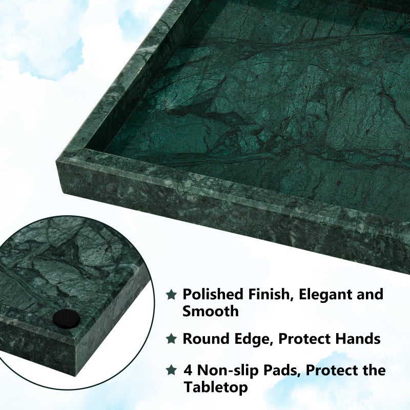Zilukar Real Natural Marble Tray for Bathroom  Vanity  Kitchen and Desktop  Rectangle Genuine Marble Stone Tray for Jewelry  Cosmetics  Candles  Lotion  Perfume and Home Decor - Image 3